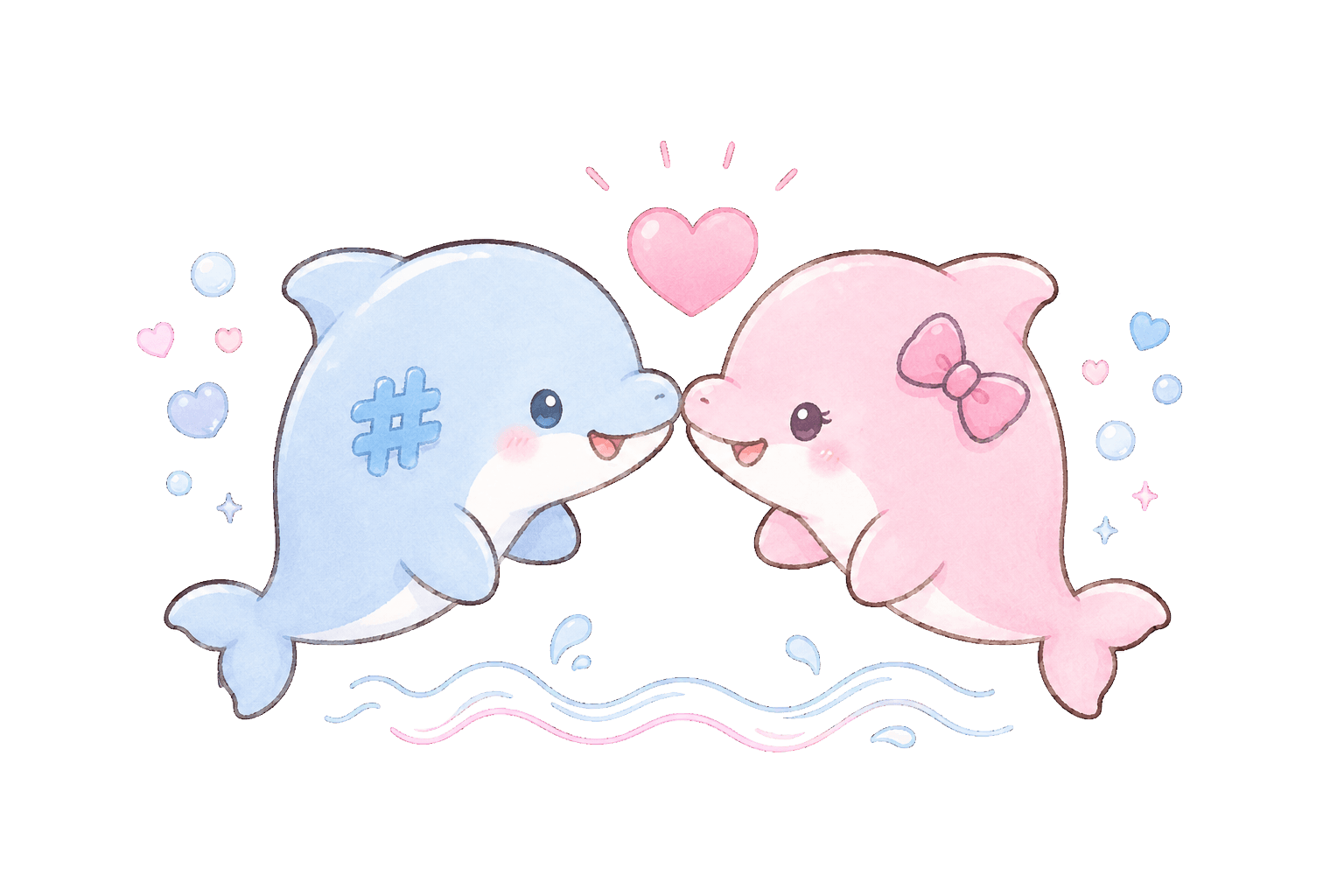 LSSA Qixi blue and pink dolphin couple